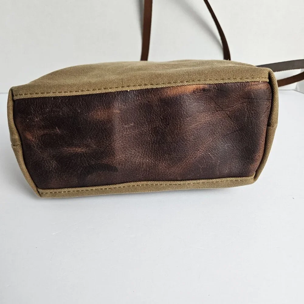 Canvas Shoulder Bag In Blue Waxed Canvas Farmers Market Tote Shoulder Bag - Picture 8 of 16